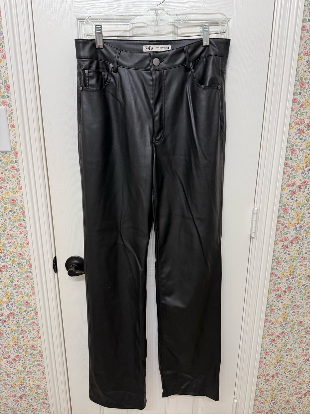 Zara Black Faux Leather High-Rise Pants